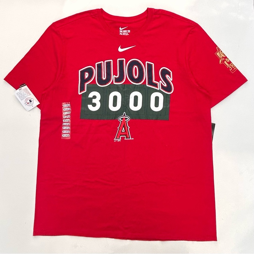 Albert Pujols 3000 Hits Anaheim Angels Baseball Nike T Shirt Men’s XL Brand New